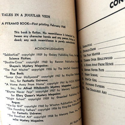 Tales in a Jugular Vein by Robert Bloch [FIRST PRINTING / 1965]