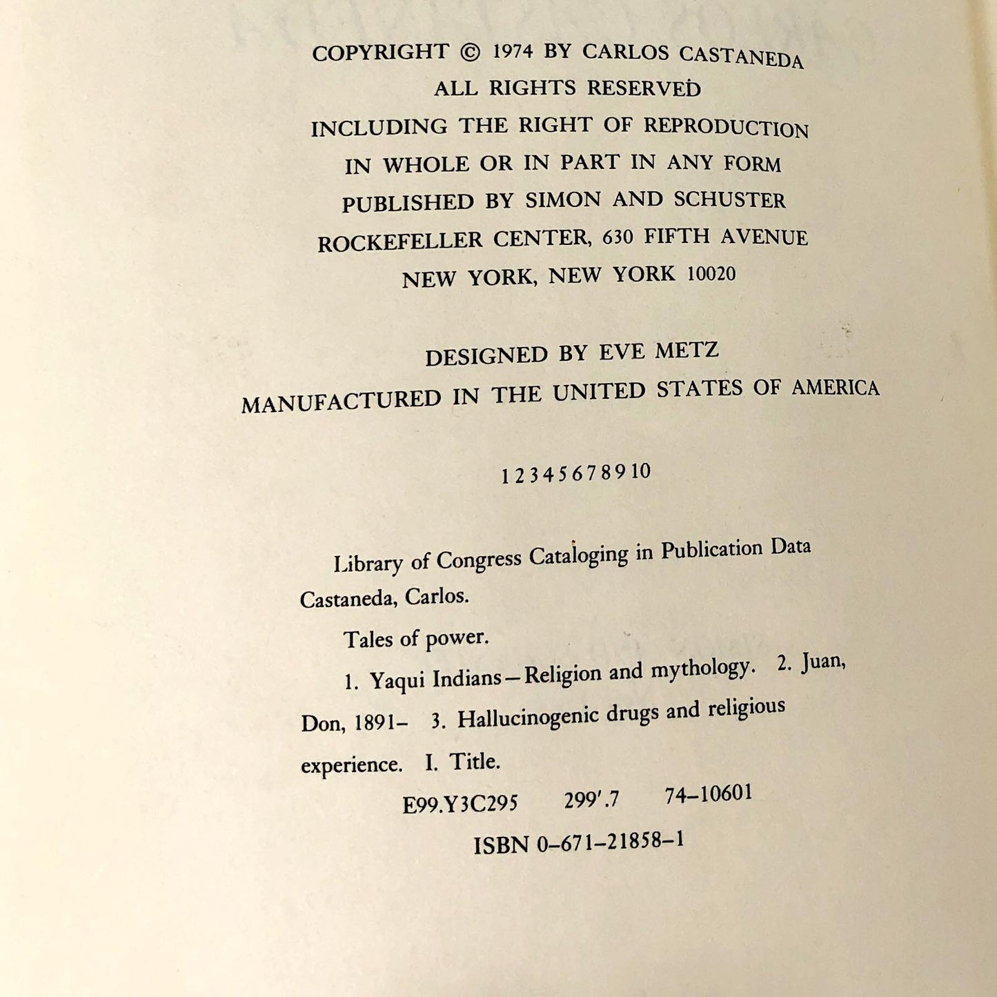 Tales of Power by Carlos Castaneda [FIRST EDITION • FIRST PRINTING] 1974