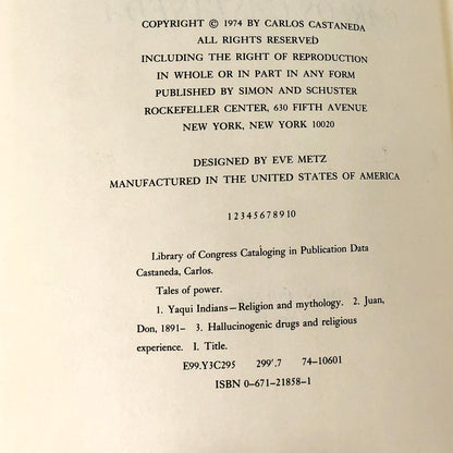 Tales of Power by Carlos Castaneda [FIRST EDITION • FIRST PRINTING] 1974