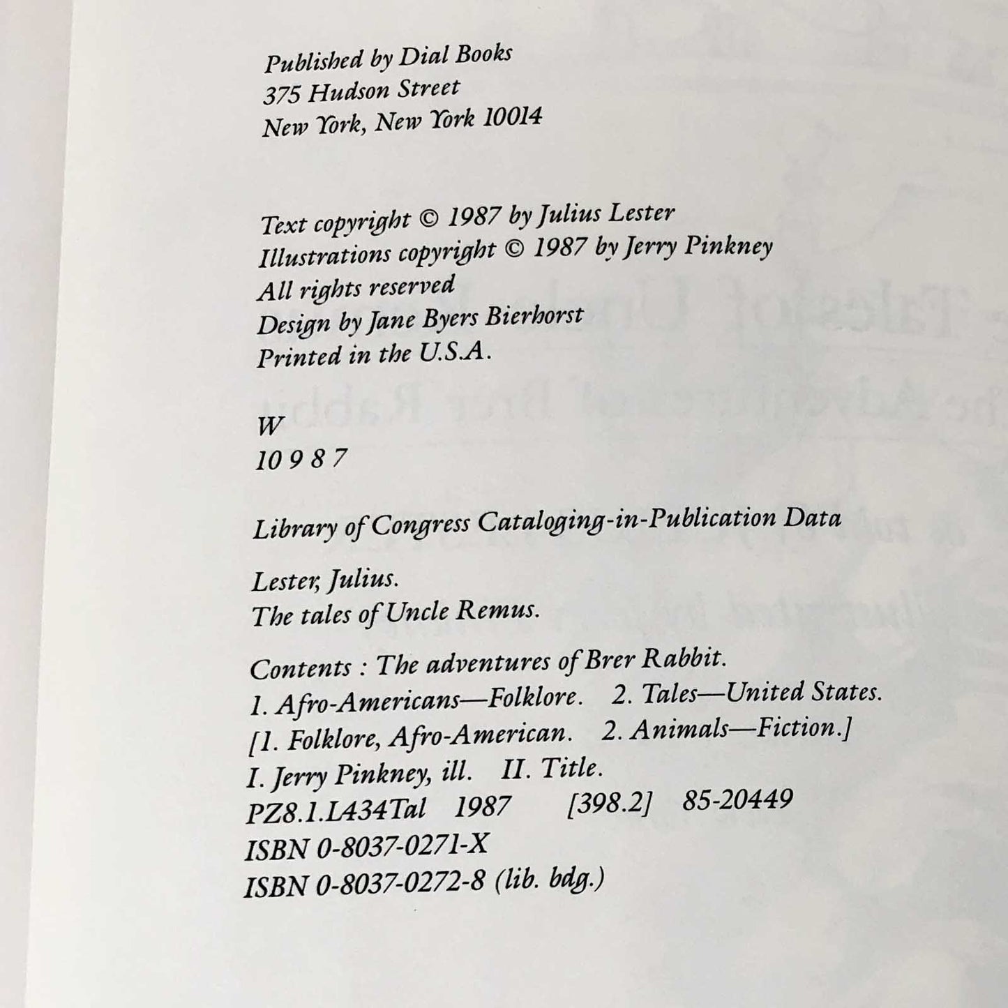 The Tales of Uncle Remus: The Adventures of Brer Rabbit by Julius Lester [FIRST EDITION / 1984]