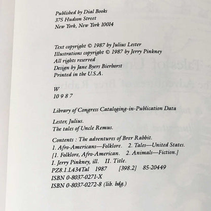 The Tales of Uncle Remus: The Adventures of Brer Rabbit by Julius Lester [FIRST EDITION / 1984]