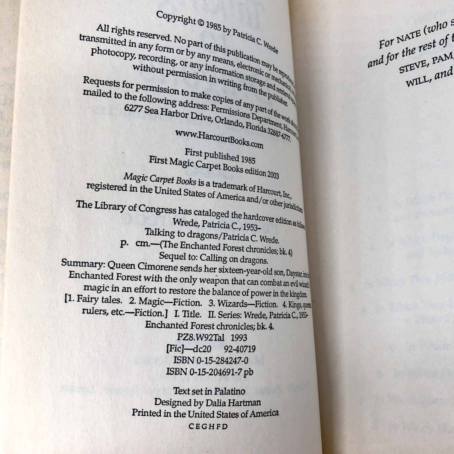 Talking to Dragons by Patricia C. Wrede [2003 TRADE PAPERBACK]