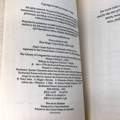 Talking to Dragons by Patricia C. Wrede [2003 TRADE PAPERBACK]