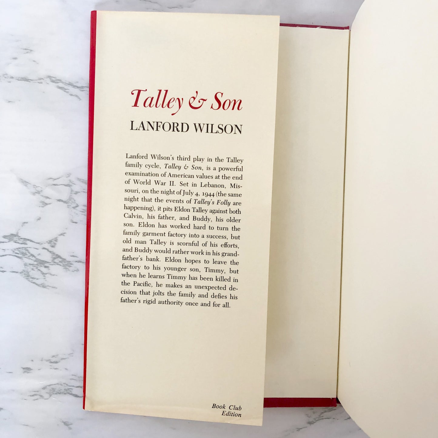 Talley and Son: A Play in Two Acts by Lanford Wilson [BOOK CLUB EDITION / 1986]