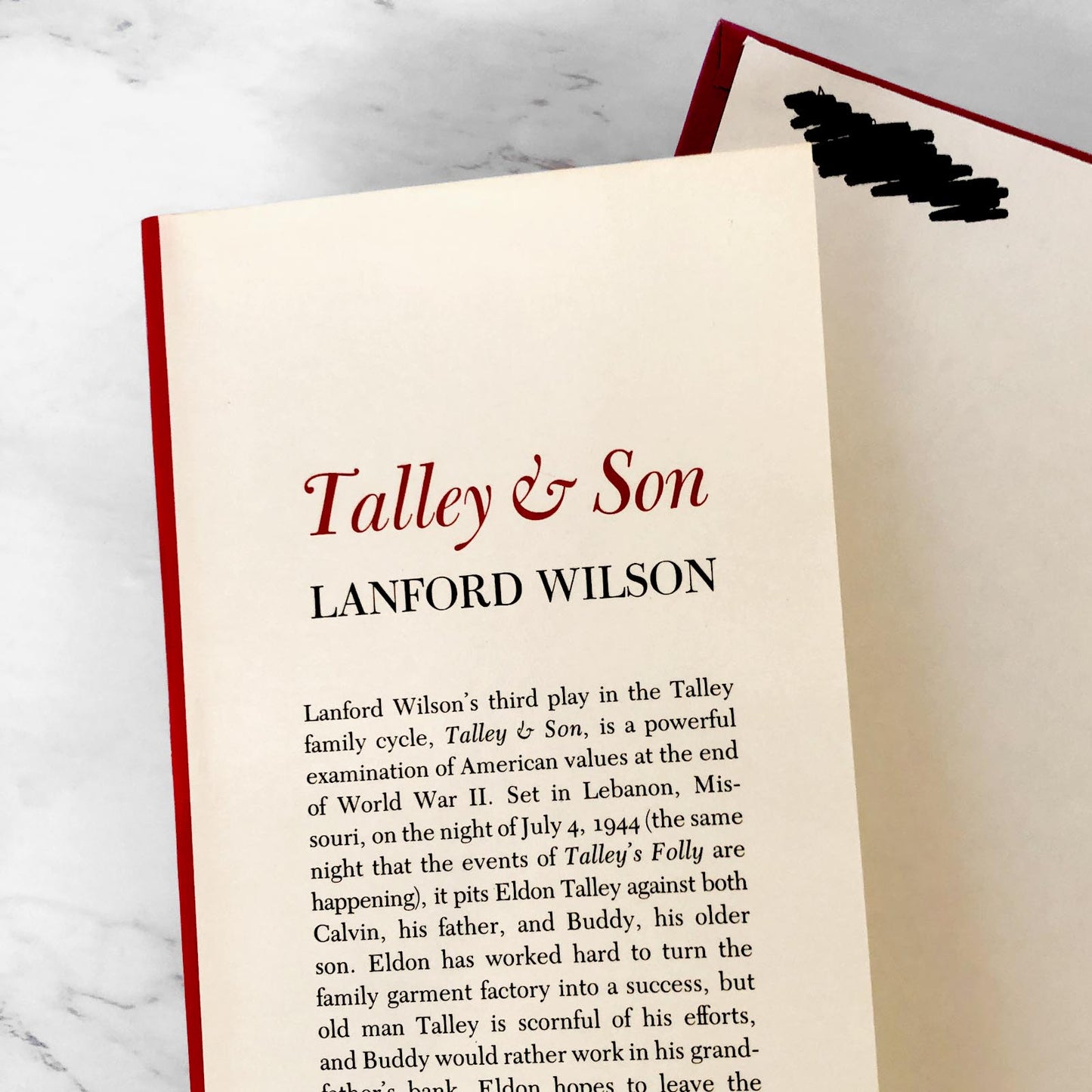 Talley and Son: A Play in Two Acts by Lanford Wilson [BOOK CLUB EDITION / 1986]