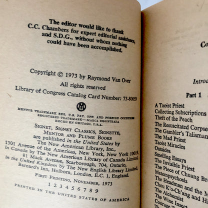 Taoist Tales by Raymond van Over [FIRST PRINTING / 1973]