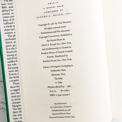 Tar Baby by Toni Morrison [FIRST EDITION / THIRTEENTH PRINTING]
