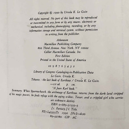 Tehanu by Ursula K. Le Guin [1990 EVERBIND HARDCOVER] Earthsea IV