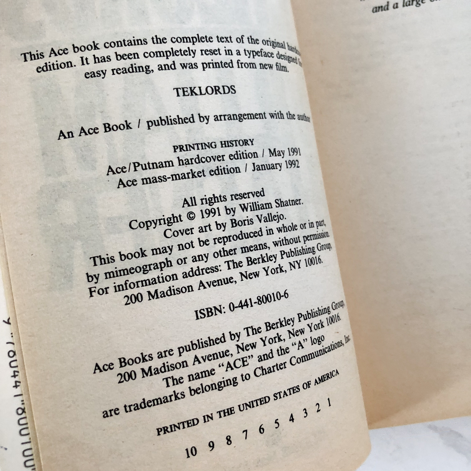 Teklords by William Shatner [1992 PAPERBACK] - Bookshop Apocalypse