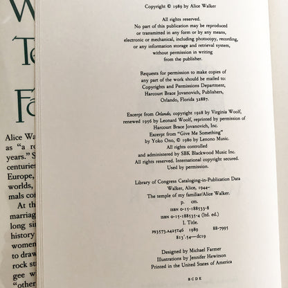 The Temple of My Familiar by Alice Walker SIGNED! [FIRST EDITION]