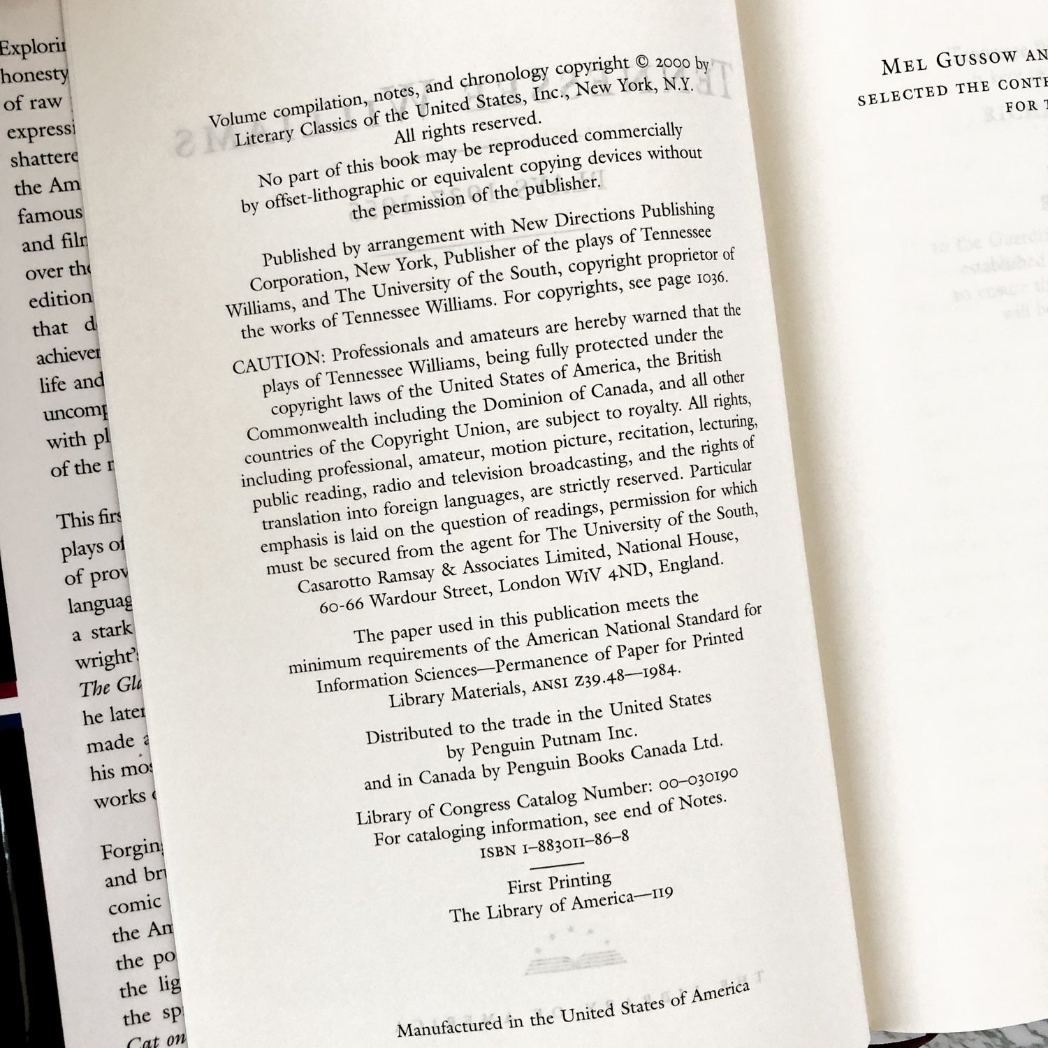 Plays: 1937-1955 by Tennessee Williams [LIBRARY OF AMERICA] - Bookshop Apocalypse