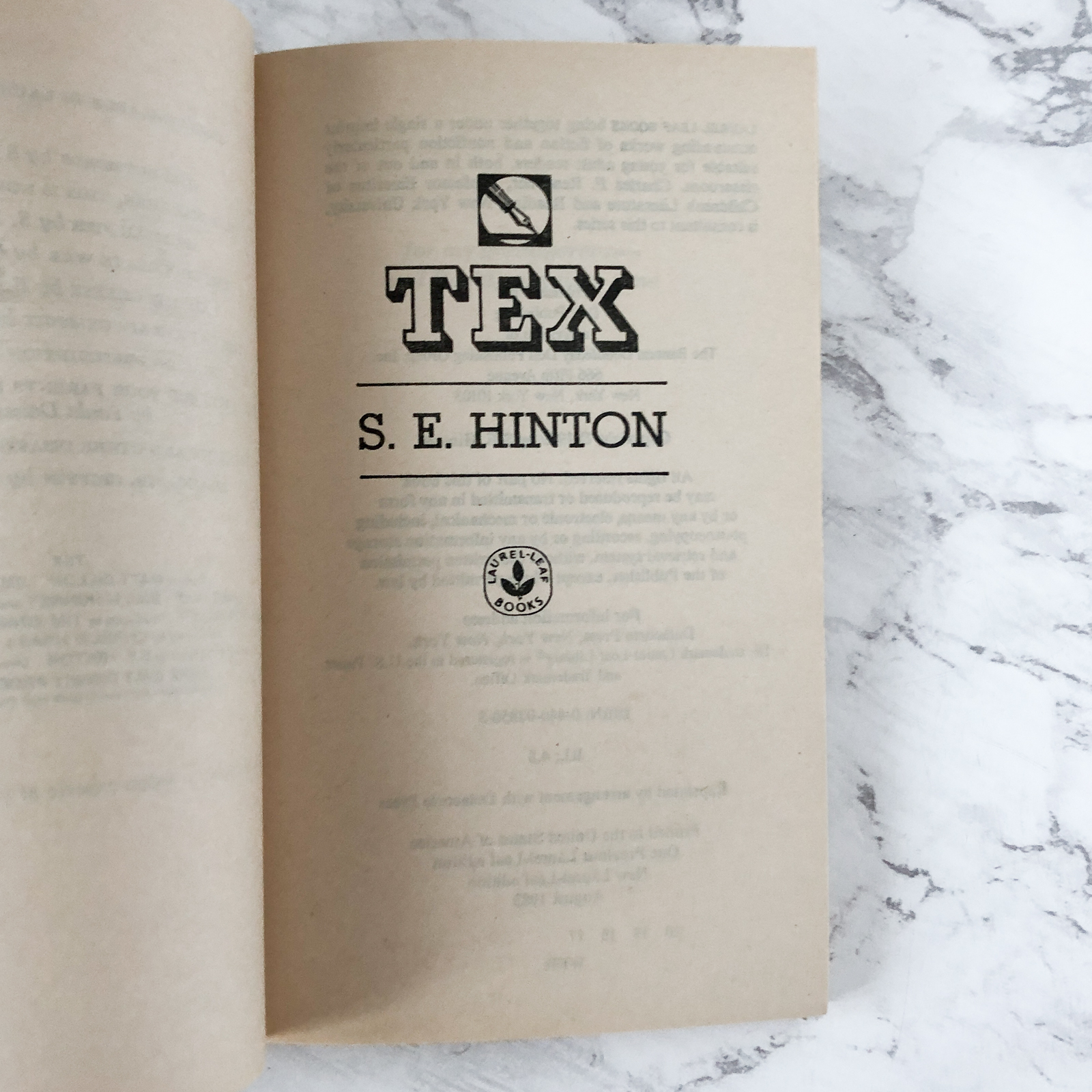 Tex by S.E. Hinton [1982 PAPERBACK] - Bookshop Apocalypse