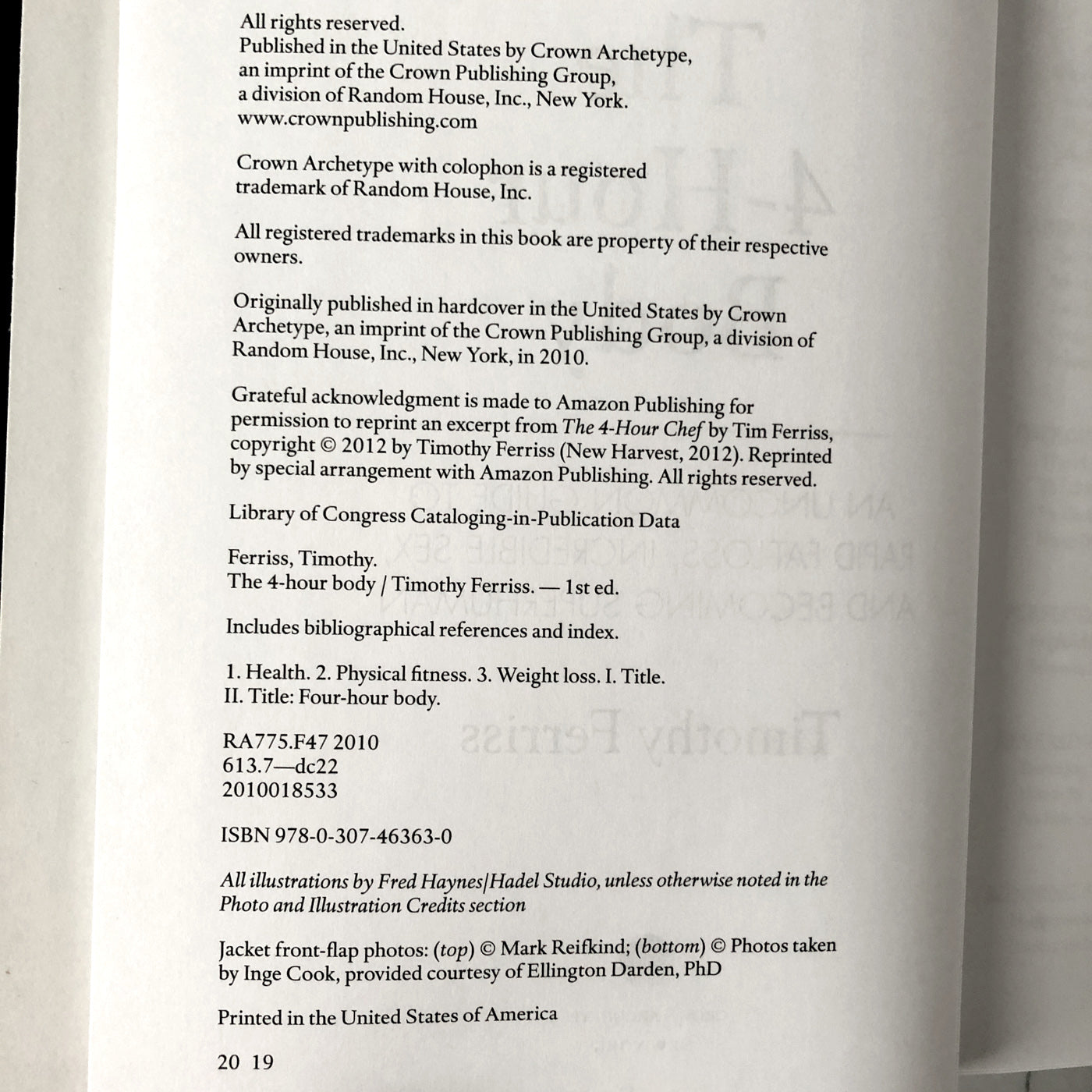 The 4-Hour Body: An Uncommon Guide to Rapid Fat-Loss, Incredible Sex & Becoming Superhuman by Timothy Ferriss [FIRST EDITION] 2010