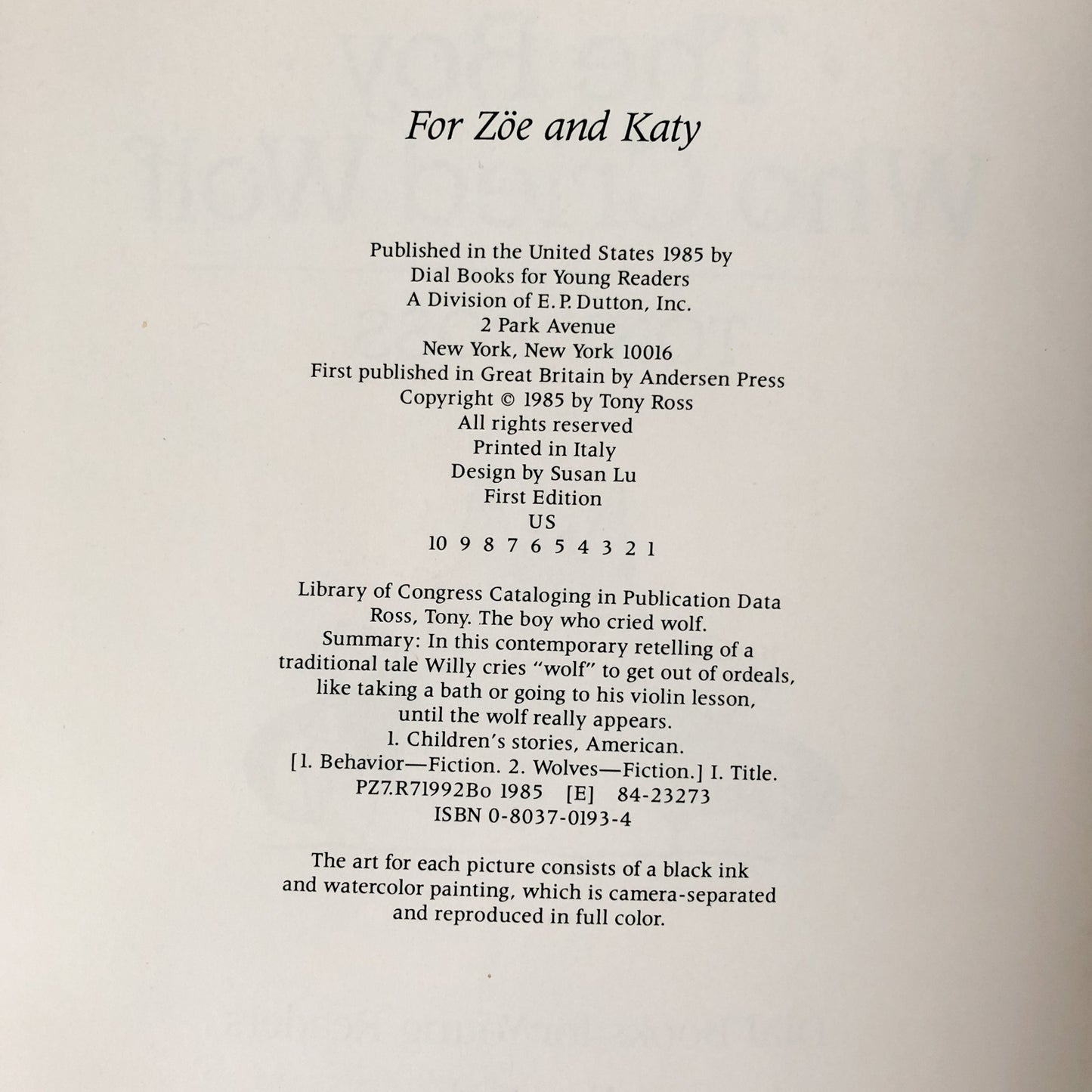 The Boy Who Cried Wolf by Tony Ross [1985 FIRST EDITION] - Bookshop Apocalypse