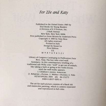 The Boy Who Cried Wolf by Tony Ross [1985 FIRST EDITION] - Bookshop Apocalypse