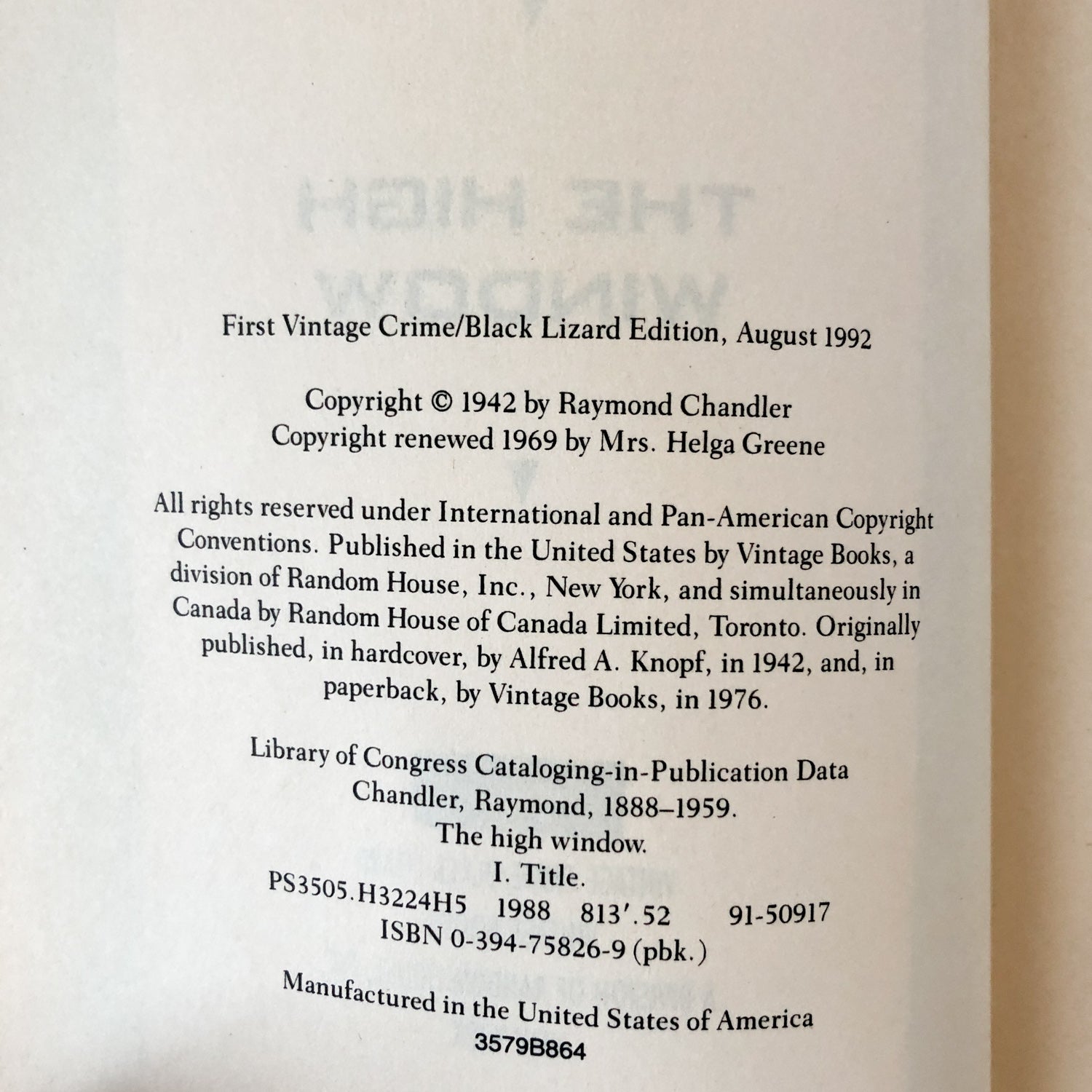 The High Window by Raymond Chandler [1992 TRADE PAPERBACK] - Bookshop Apocalypse