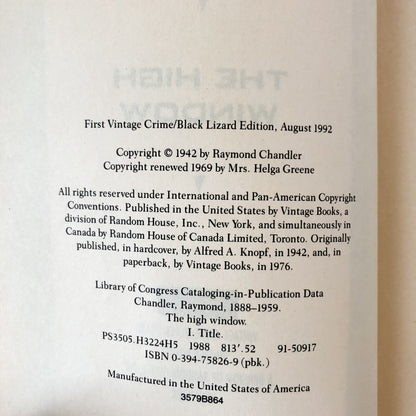 The High Window by Raymond Chandler [1992 TRADE PAPERBACK] - Bookshop Apocalypse