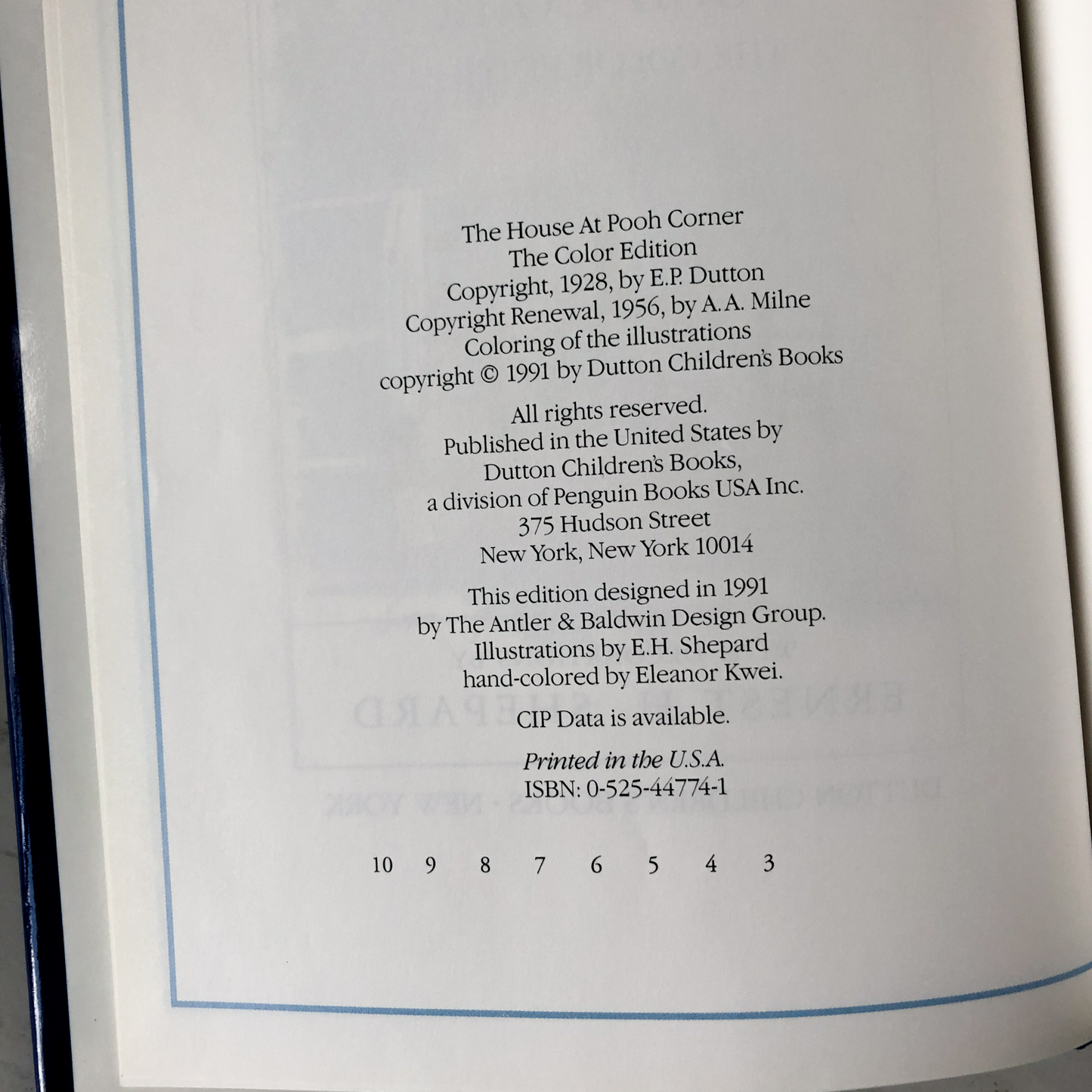 The House at Pooh Corner by A.A. Milne [1991 COLOR EDITION] - Bookshop Apocalypse
