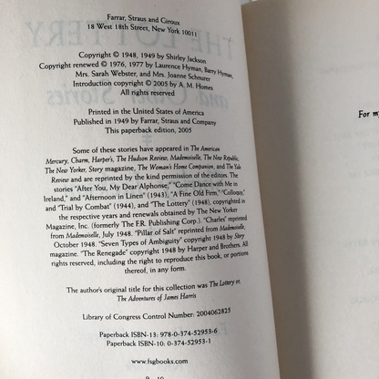 The Lottery & Other Stories by Shirley Jackson [2005 TRADE PAPERBACK] - Bookshop Apocalypse