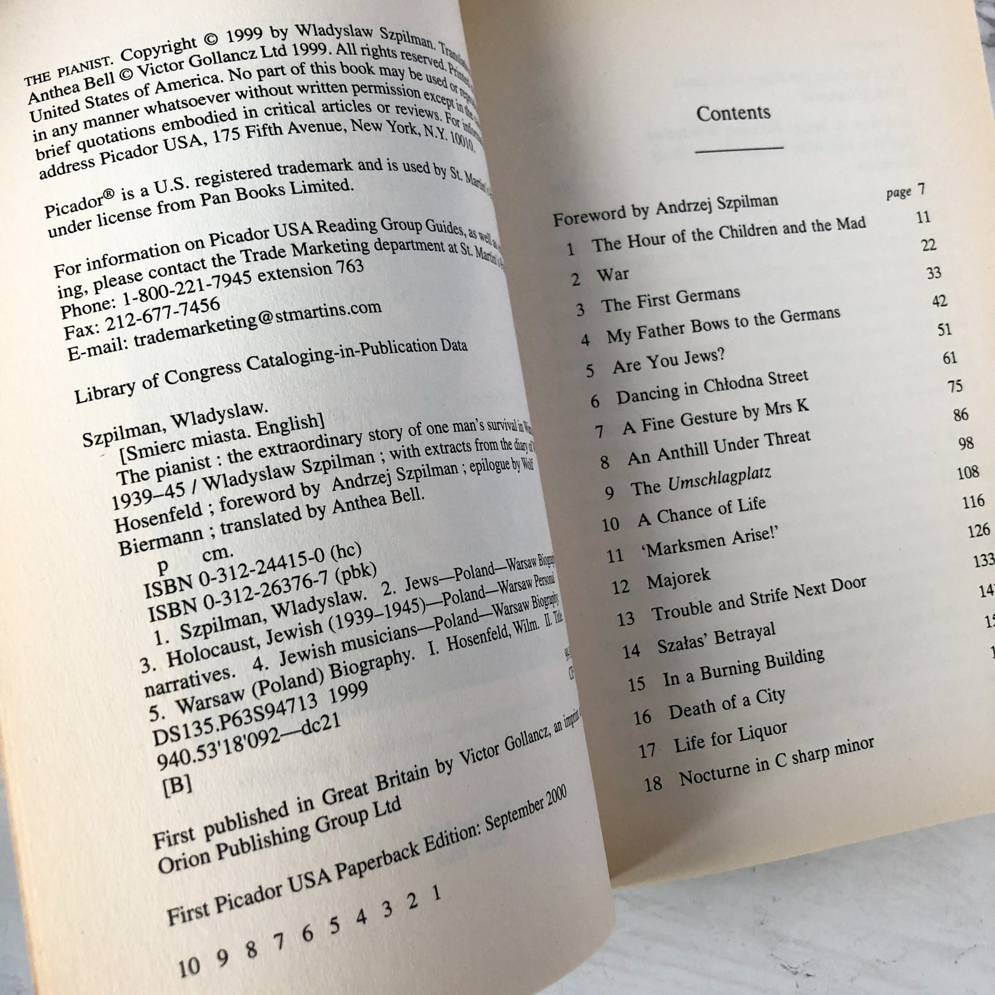 The Pianist by Władysław Szpilman [FIRST PAPERBACK PRINTING] - Bookshop Apocalypse