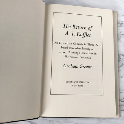 The Return of A.J. Raffles: A Play by Graham Greene [FIRST EDITION] - Bookshop Apocalypse