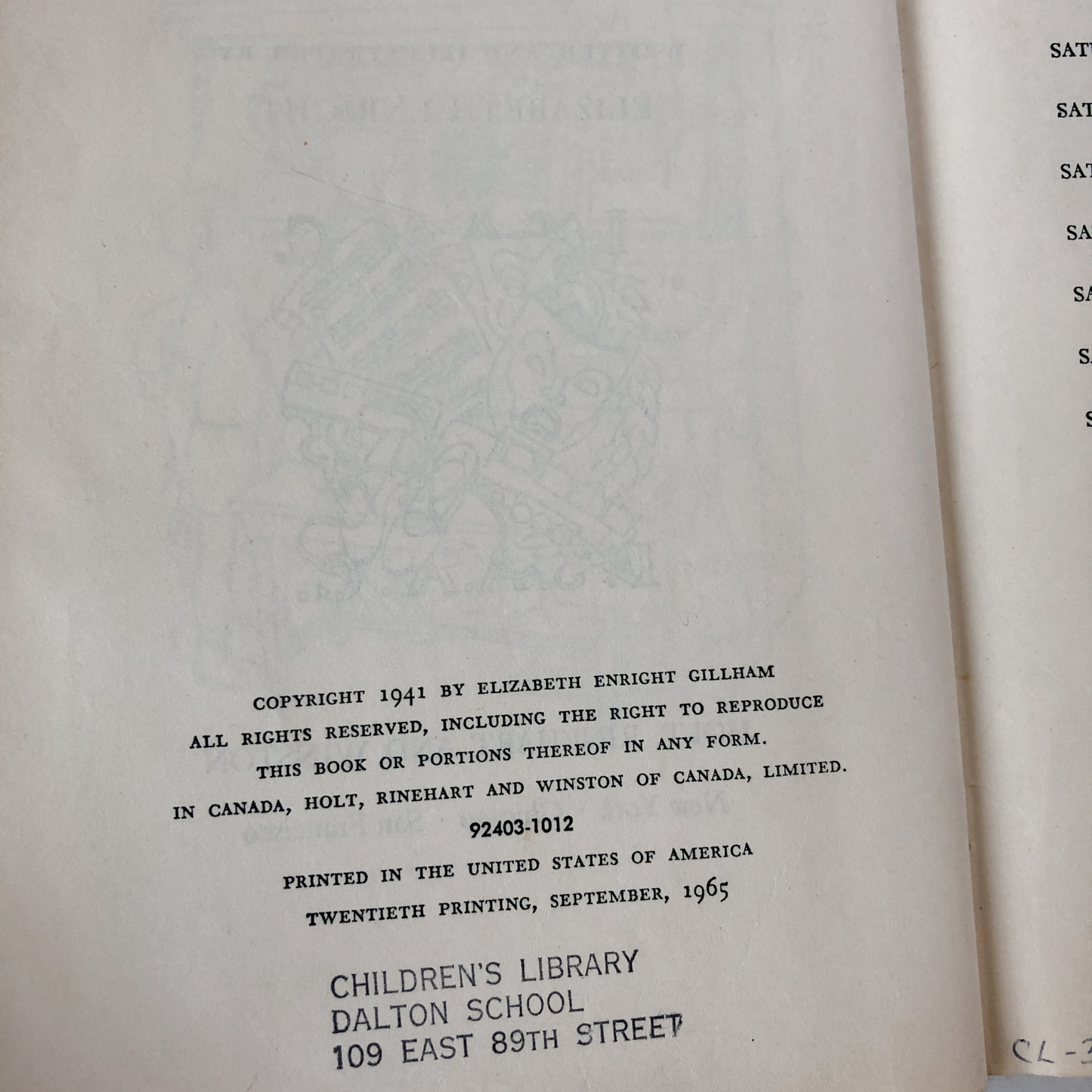 The Saturdays by Elizabeth Enright [FIRST EDITION] - Bookshop Apocalypse