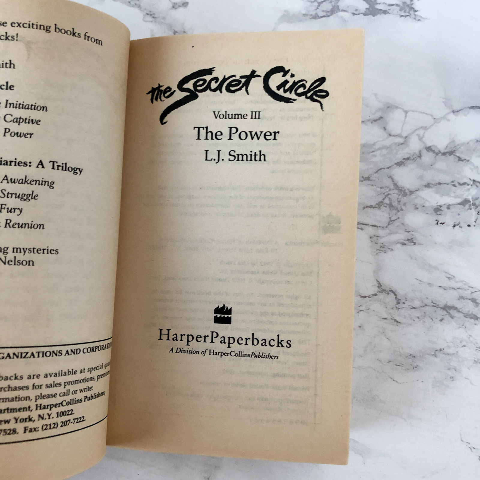 The Secret Circle Vol III: The Power by L.J. Smith [FIRST EDITION / FIRST PRINTING 1992] - Bookshop Apocalypse