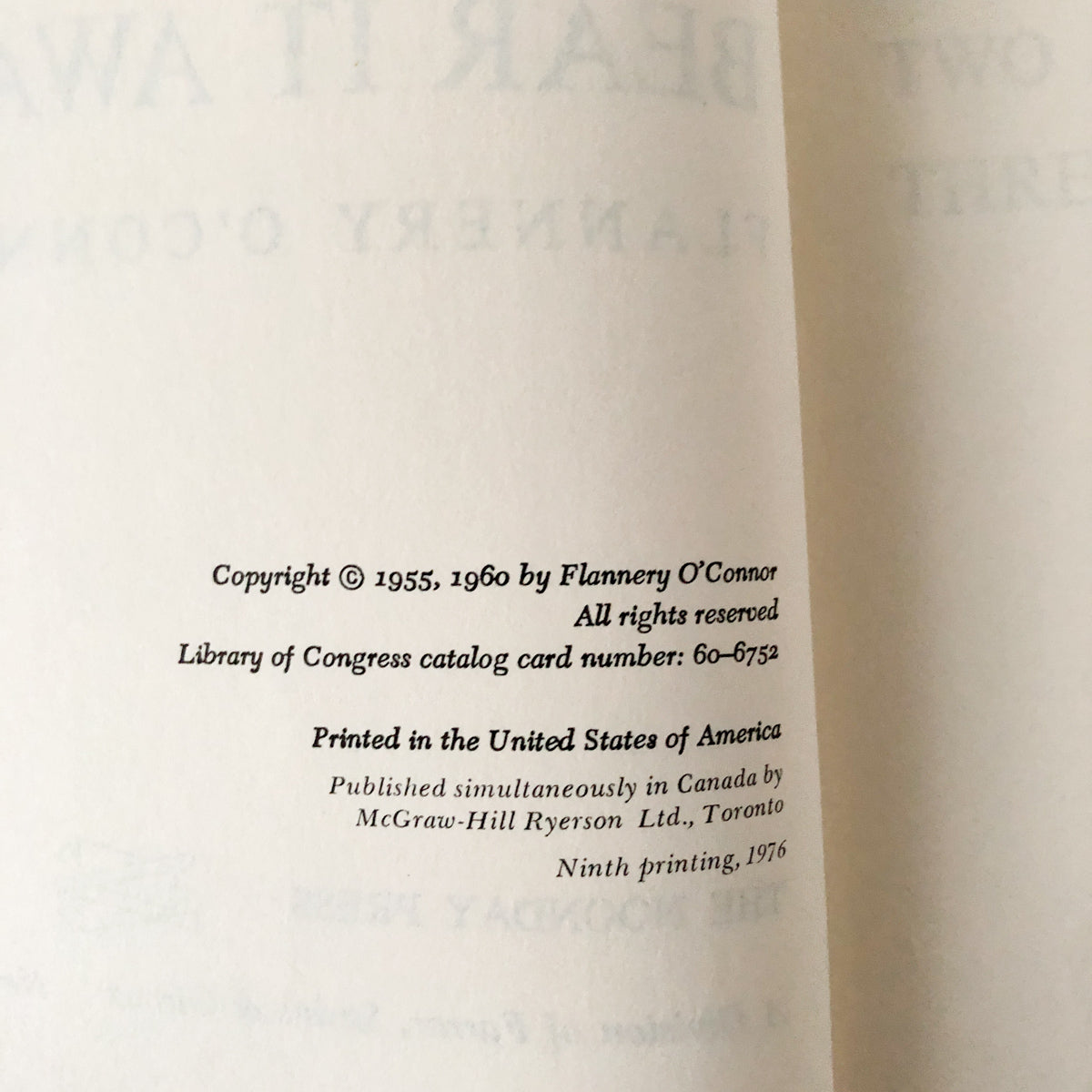 The Violent Bear it Away by Flannery O'Connor [FIRST PAPERBACK EDITION] - Bookshop Apocalypse