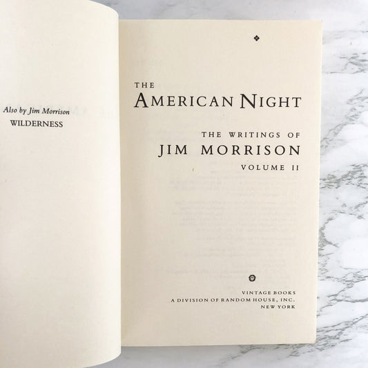 The American Night: The Lost Writings of Jim Morrison, Vol. 2 [1991 PAPERBACK]