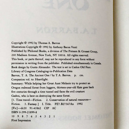 The Ancient One by T.A Barron SIGNED! [FIRST EDITION / FIRST PRINTING] 1992