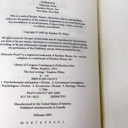 The Best Revenge by Stephen White SIGNED! [FIRST EDITION • FIRST PRINTING] 2003