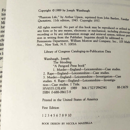 The Blooding by Joseph Wambaugh SIGNED! [FIRST EDITION • FIRST PRINTING] 1989