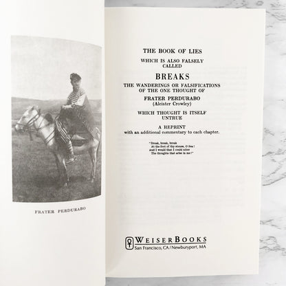 The Book of Lies by Aleister Crowley [TRADE PAPERBACK] 1981 ❧ Weiser Books