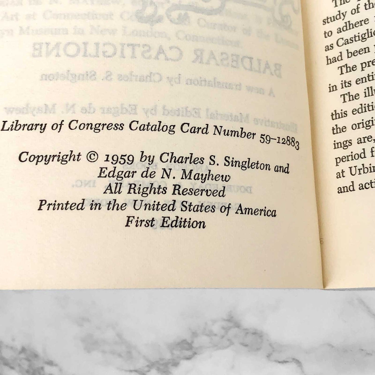 The Book of the Courtier by Baldassare Castiglione [FIRST EDITION PAPERBACK] 1959 • Anchor Books