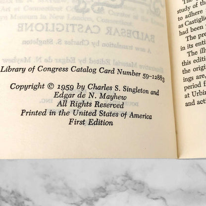 The Book of the Courtier by Baldassare Castiglione [FIRST EDITION PAPERBACK] 1959 • Anchor Books