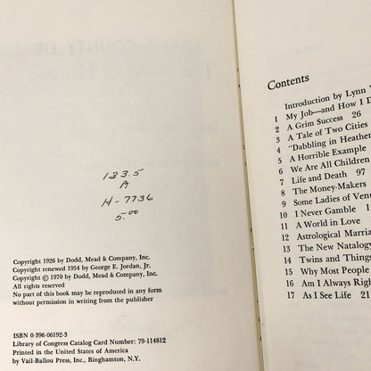 The Bowl of Heaven by Evangeline Adams [RARE SECOND EDITION] 1970 • Dodd Mead