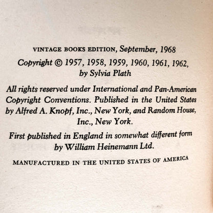 The Colossus & Other Poems by Sylvia Plath [FIRST PAPERBACK PRINTING / 1968]