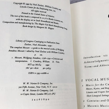 The Compleat Mozart: A Guide to the Musical Works of Wolfgang Amadeus Mozart edited by Neal Zaslaw [FIRST EDITION] 1991