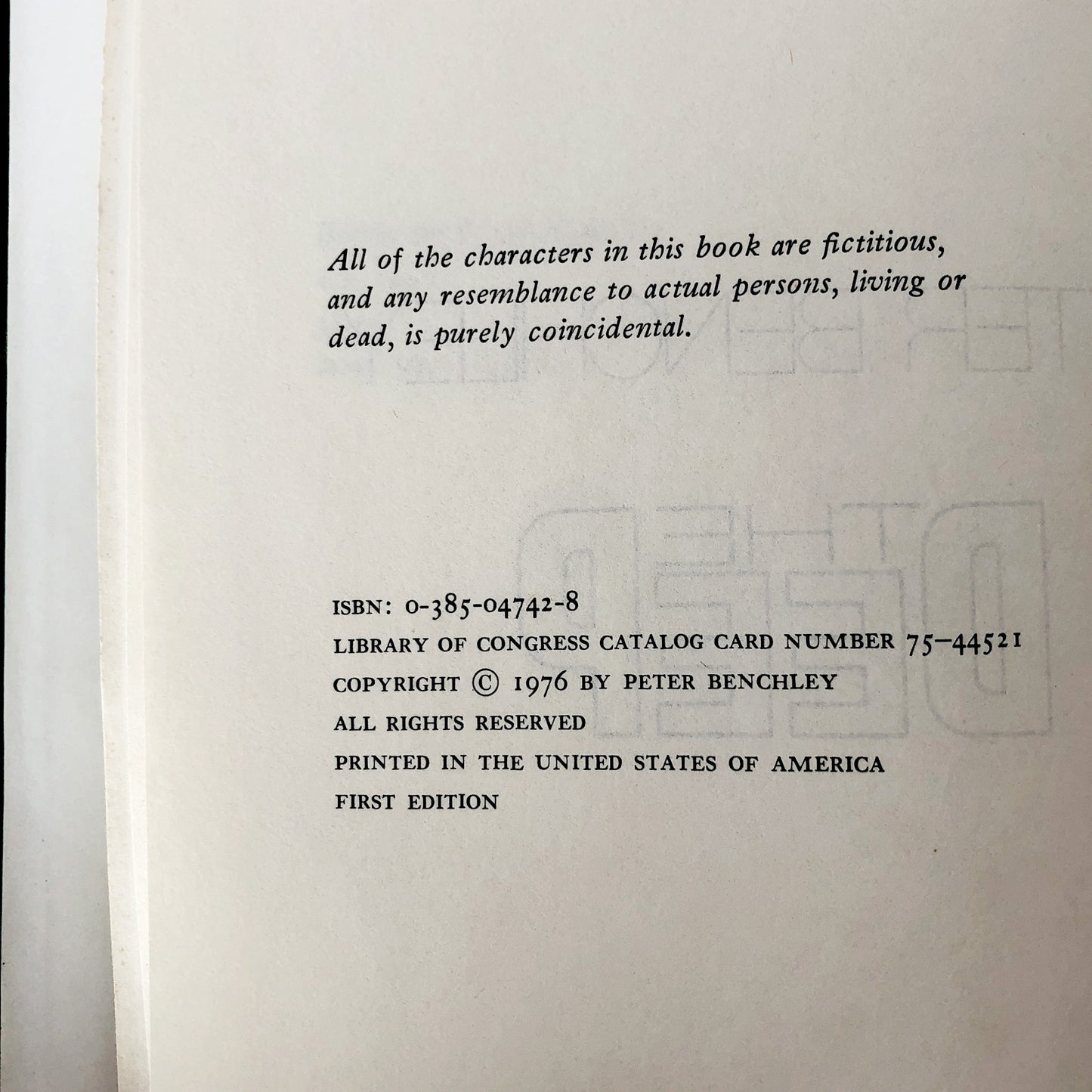 The Deep by Peter Benchley [FIRST EDITION / 1976]