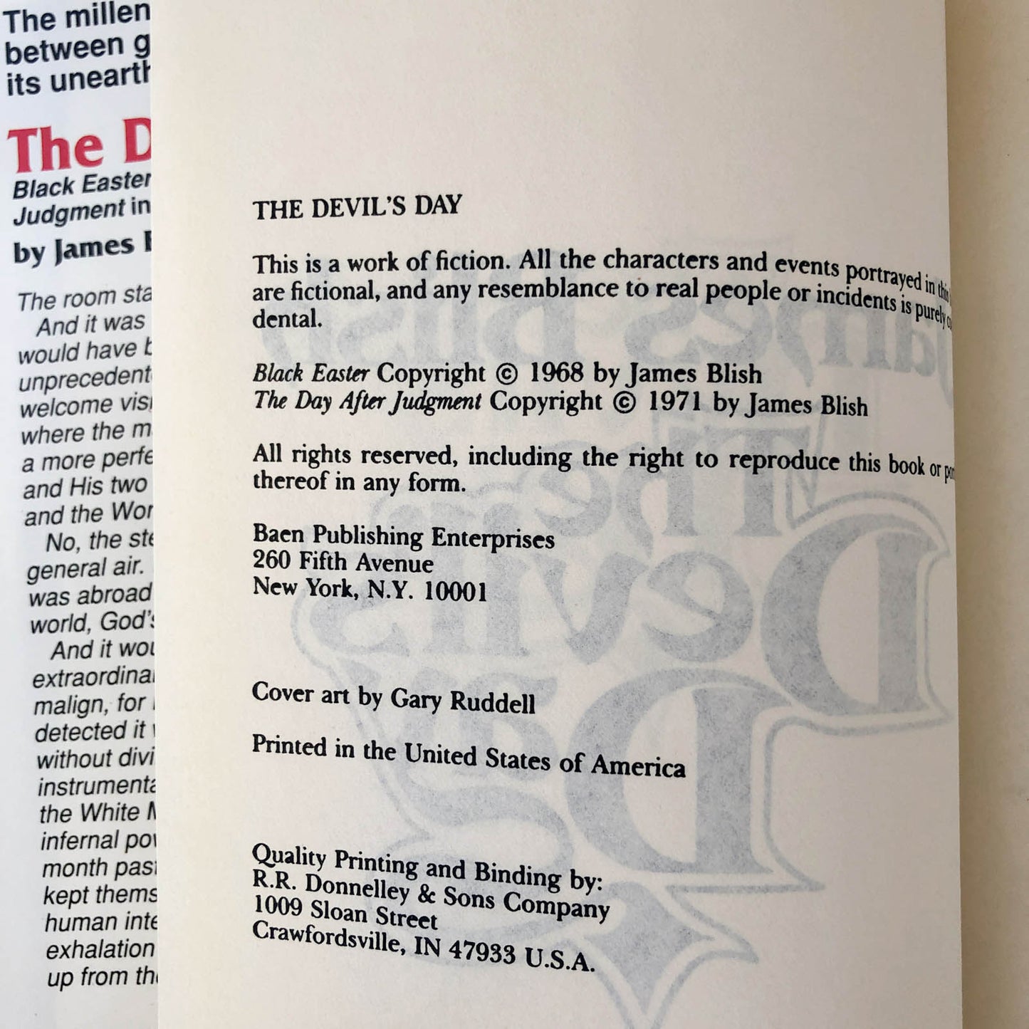 The Devil's Day: Black Easter and The Day After Judgment by James Blish [BOOK CLUB OMNIBUS] 1990 / BAEN