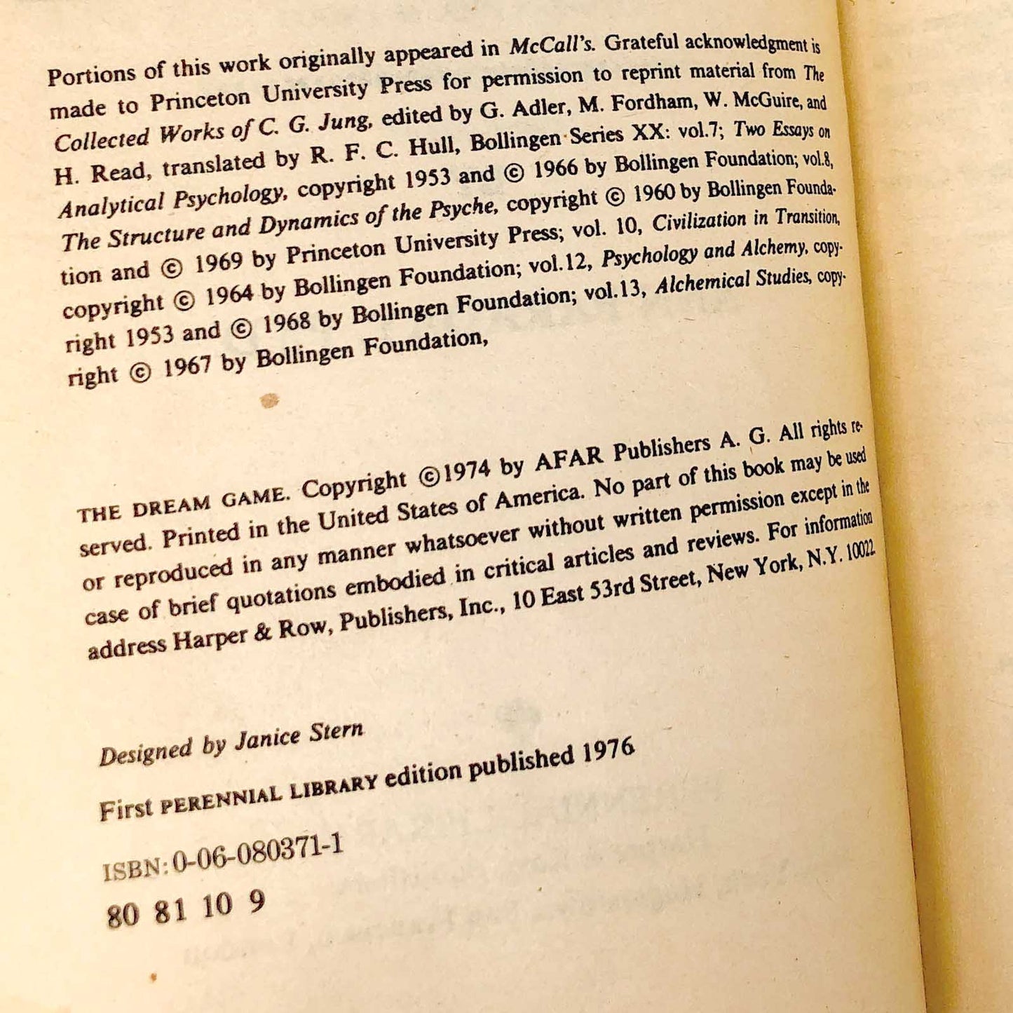 The Dream Game by Ann Faraday [1974 PAPERBACK]