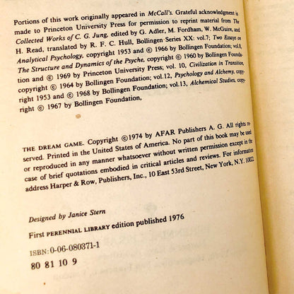 The Dream Game by Ann Faraday [1974 PAPERBACK]