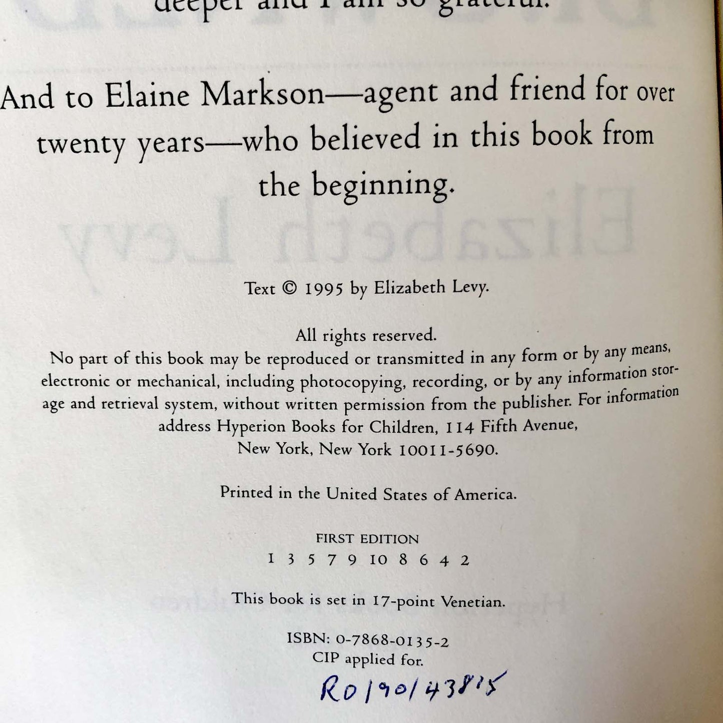 The Drowned by Elizabeth Levy [FIRST EDITION] 1995