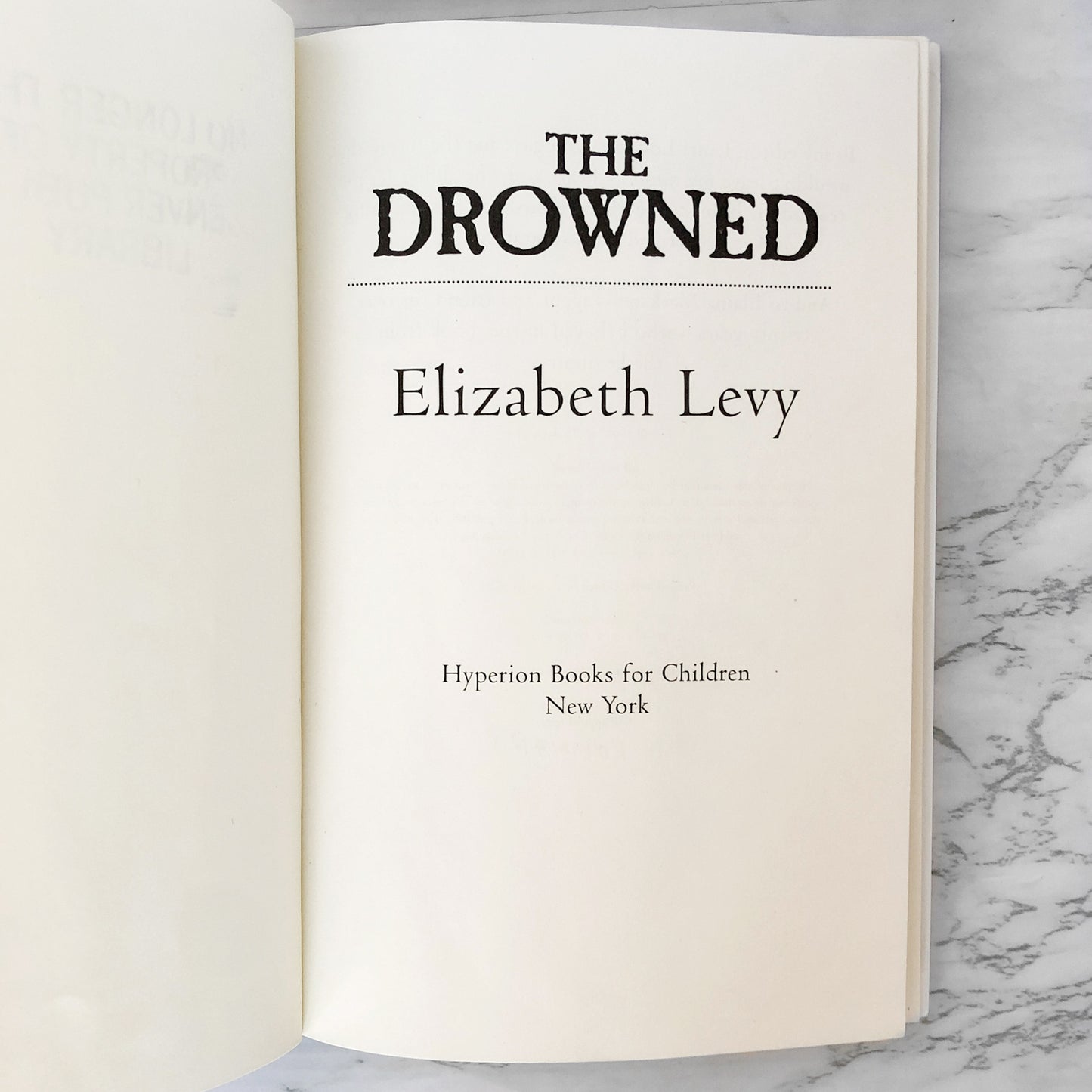The Drowned by Elizabeth Levy [FIRST EDITION] 1995