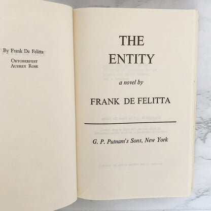 The Entity by Frank De Felitta [FIRST BOOK CLUB EDITION] 1978 • G.P. Putnam's Sons