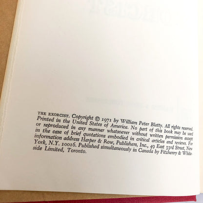 The Exorcist by William Peter Blatty [BOOK CLUB EDITION / 1971]