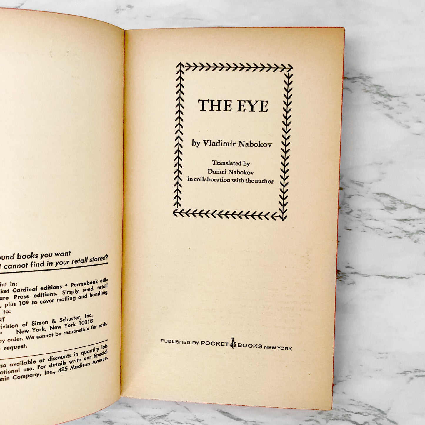 The Eye by Vladimir Nabokov [FIRST PAPERBACK PRINTING] 1966 • Pocket