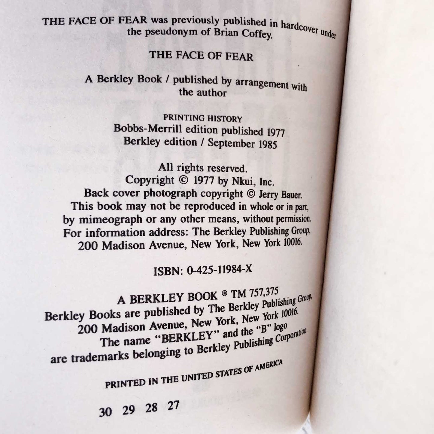 The Face of Fear by Dean Koontz [1985 PAPERBACK]