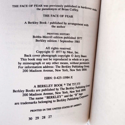The Face of Fear by Dean Koontz [1985 PAPERBACK]