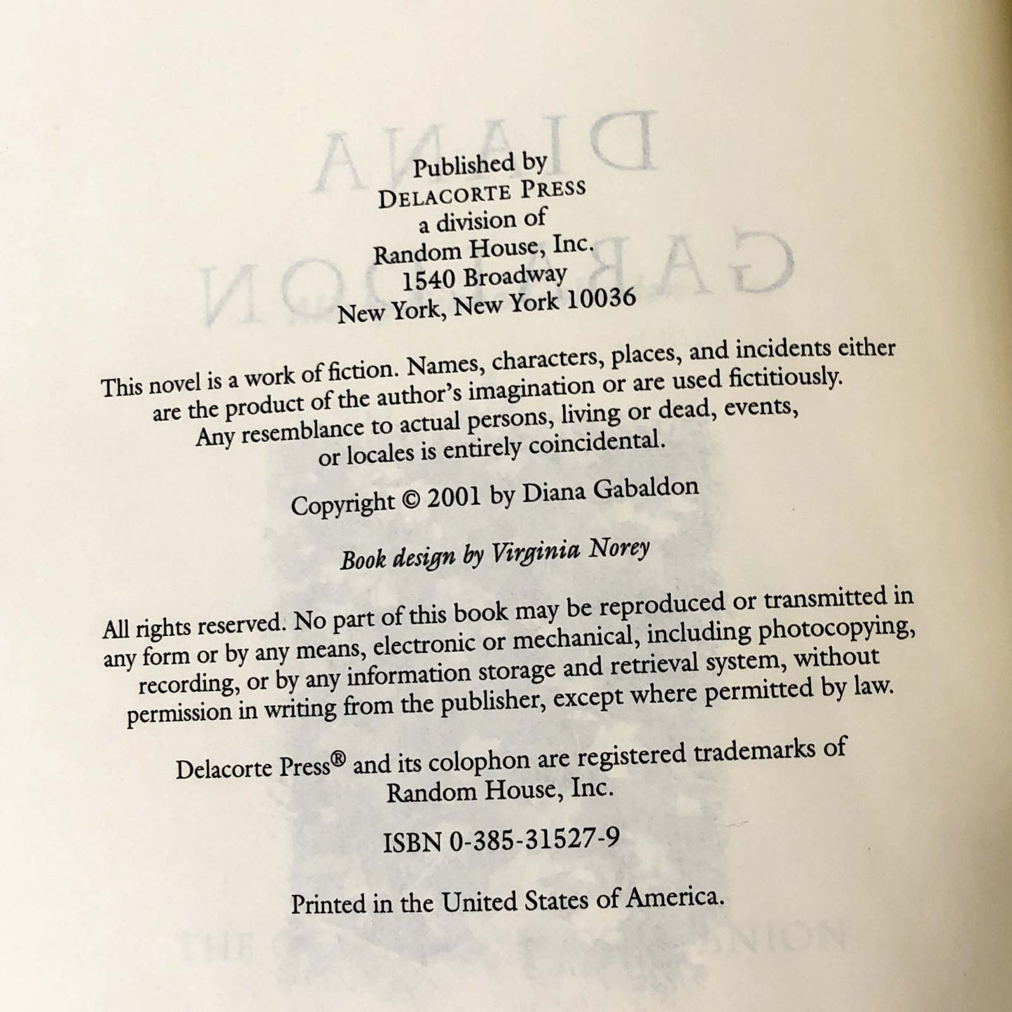 The Fiery Cross by Diana Gabaldon [2001 HARDCOVER] Outlander V